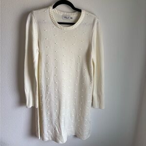 Cottagecore Vintage White Sweater Dress with polka dots in size XL